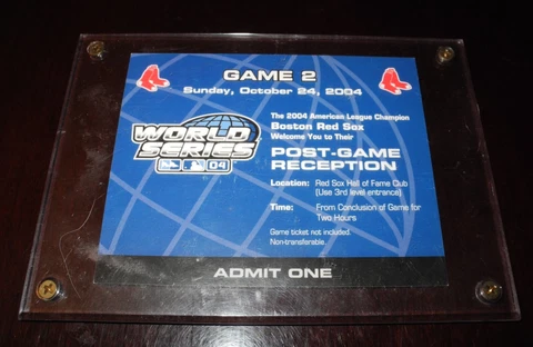 2004 Baseball Boston Red Sox World Series Ticket Hospitality Post Game Reception Cover