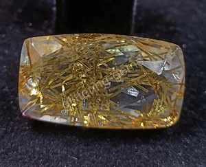 41.45 Ct Cushion Golden Rutilated Quartz Certified Transparent Loose Gems M25 - Picture 1 of 8