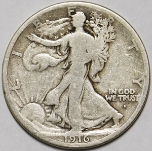 1916-S Walking Liberty Half Dollar; schönes Original sehr guter Zustand - Bild 1 von 2