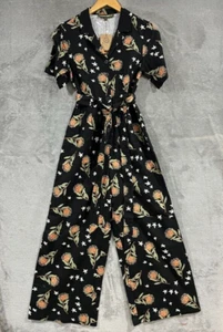Princess Highway Protea Jumpsuit Linen Cotton One-Piece Black Floral Sz 6 - Picture 1 of 13