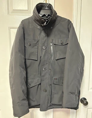 Tumi Men's XL Black Parka Jacket Full Zipper Leather Trim on inner closure - Image 1 of 4
