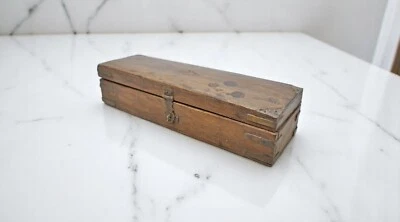 Antique Wooden Pencil Stationary Box Original Old Hand Crafted - Image 1 of 4