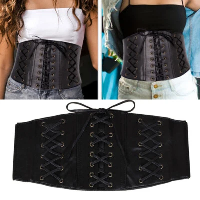 Corset Cintré À La Taille Pour Femmes Cravate Waspie Ceinture Élastique / - Photo 1/4