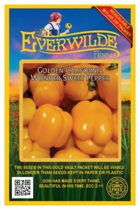 50 Golden California Wonder Paprika Samen - Everwilde Farms Mylar Paket - Bild 1 von 3