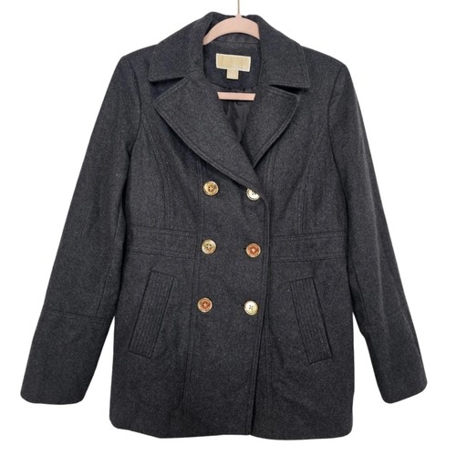 Cappotto da donna Michael Kors misto lana doppio petto taglia media grigio antracite