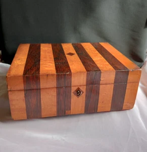 Early Victorian Bird’s Eye Maple & Rosewood Striped Veneer Work Box c. 1840 - Picture 1 of 24