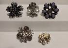 Lot Of 5 Flowers Shape Adjustable Band Rings              #z