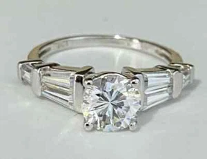 9K White Gold & Cubic Zirconia Engagement Ring Size M - 6 - Picture 1 of 5