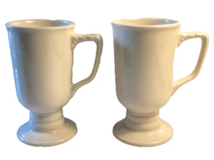Set of 2 Homer Laughlin White Ceramic Pedestal Base Coffee or Tea Cups 5.5'' - Picture 1 of 6