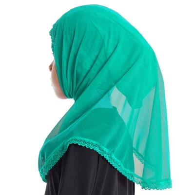 Children Girls Muslim Headscarf Hijab Turban Wrap Shawl Kids Pull On Wear Scarf - Image 1 of 4
