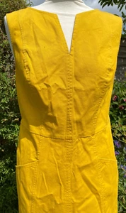 Boden mustard yellow semi fitted cotton shift dress size 10 R notch neckline - Picture 1 of 15