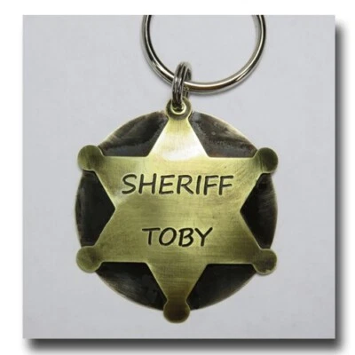Sheriff Badge Pet ID Dog Name Tag Free Engraving Brass Nickel Silver Customized - Image 1 of 3