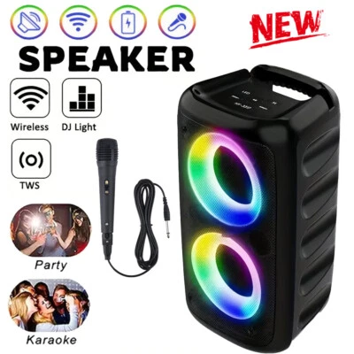Portable Bluetooth Speaker Sub Woofer Heavy Bass Loud Sound Party System w/ MIC