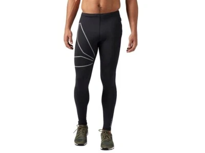 Reebok Running Tights Herren Laufen Schwarz Reflektierende Speedwick Foto 1 de 4