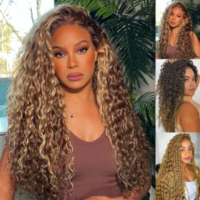 Комплект наращивания волос глубокие вьющиеся натуральные как человеческие 28-дюймовые водяные косы волновое вязание крючком - Изображение 1 из 4