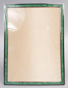 Marco antiguo Art Deco foto francesa 950 plata verde esmalte mármol - Imagen 1 de 6