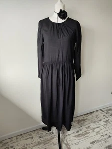 H&M Midaxi Midi Dress Size XS 6 8 Black Boho Plain Summer Oversized Casual Beach - Picture 1 of 10