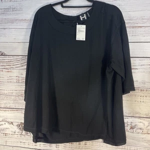 H By Bordeaux Black 3/4 Sleeve T Shirt 3X NWT - Picture 1 of 12
