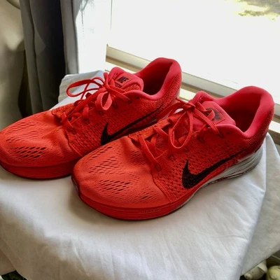 Nike Dynamic Sport Lunarlon Mens Sneakers Size 7.5 Bright Crimson (fluorescent) - Image 1 of 4