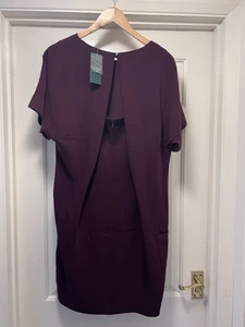 NEW LAUREN RALPH LAUREN Claret / Wine Cape Back Evening Shift Dress UK Size 8 - Picture 1 of 14
