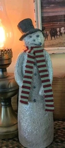 Primitive 15" Snowman Figurine Christmas Ragon House Scarf and Pipe - Picture 1 of 3