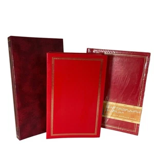Vintage Flip Photo Up Album x2 86 Photographs + 1x Slip In 16 Pages Red Albums - Picture 1 of 10