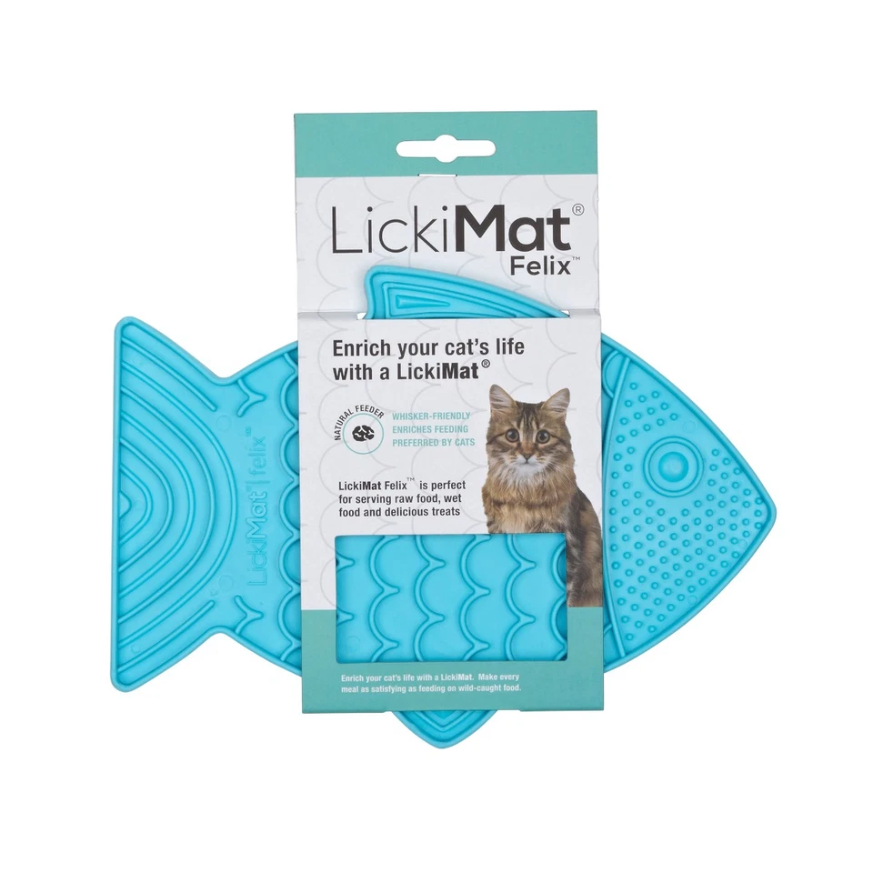 LickiMat Felix Schleckmatte aus Naturgummi für Katzen türkis Beruhigung Leckerli - Bild 1 von 1