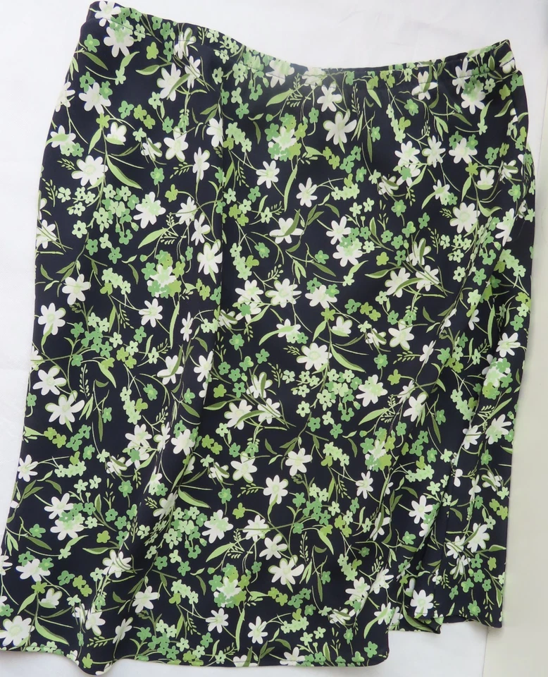 Hillard&Hanson Skirt Midi Retro Boho Peasant Black Floral size L made in USA — 第 1/3 张图片