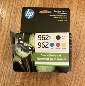 New HP 4 Pack 962XL 3JB34AN Black, Yellow, Cyan and Magenta Ink Cartridge 12/26 - Zdjęcie 1 z 5