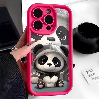Cute Panda Pattern Phone Case For iPhone 15 Pro Max 14 13 12 11 XR XS 7 8 Cover - Image 1 of 4