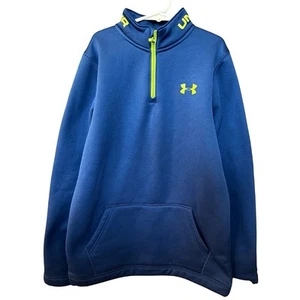 Under Armour Youth Boy’s Blue Quarter Zip Pullover Fleece Jacket Cold Gear Med - Picture 1 of 9