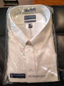 Stafford Oxford Big 22 Button Down Kurzarm Kragen Hemd Off White/Creme - Bild 1 von 5