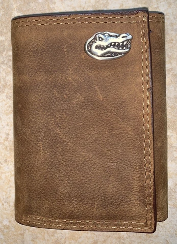 UF Florida Gators new light brown genuine leather men’s tri-fold wallet Cover