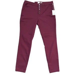 A New Day - Women's 16R Skinny Jeans Burgundy High Rise NWT Fitted Hip & Thigh - Picture 1 of 11