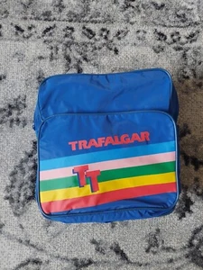 Vintage 80s Trafalgar Tote Bag 1980's Rainbow Blue Travel Luggage Carry On 13" - Picture 1 of 11