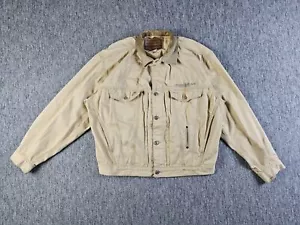 Vintage DIESEL DENVER Jacket Men's Size L 90s Cream Leather Collar Bomber ITALY - Picture 1 of 13