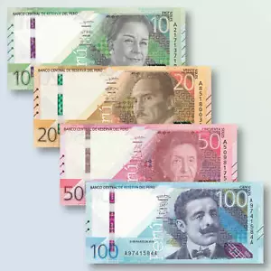 Peru Set 4 Stck.: 10 20 50 100 Sohlen, 2019 (2021–2022), Neu Serie | UNC - Bild 1 von 6