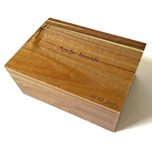 Personalized Storage Box w/ Hinged Lid, Acacia Wood, Wooden Memory Chest Large - Picture 1 of 6