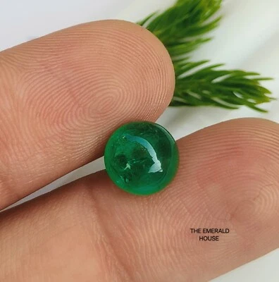 Cabujón redondo esmeralda natural fino de Zambia/cabujón esmeralda certificado de 8,70 mm Foto 1 de 4