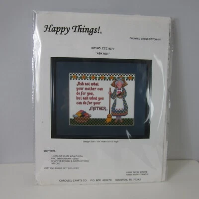 Carousel Crafts Co ¡Cosas felices de colección! Kit de punto de cruz contado "No preguntar" CCC 8077 Foto 1 de 4