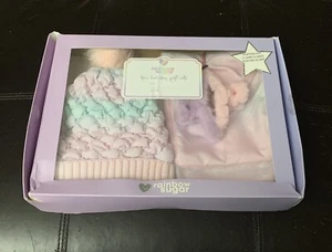 NIB Rainbow Sugar 4 Pc. Gift Set Puffer Hat & Scarf & 2 Hair Claws Purple OS - Picture 1 of 9
