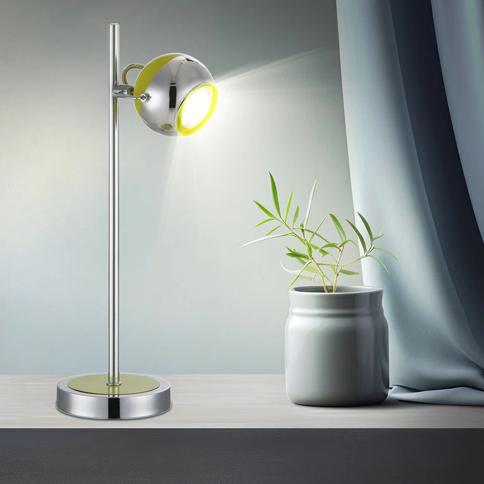Lampe De Table LED Chambre Lecture Chrome Boule Lampe D'Appoint Big Light - Photo 1/4