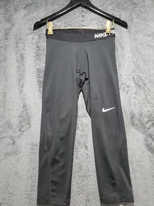 Nike Pro Womens Black Elastic Waist Stretch Running Athletic Capri Tights Small - Picture 1 of 7
