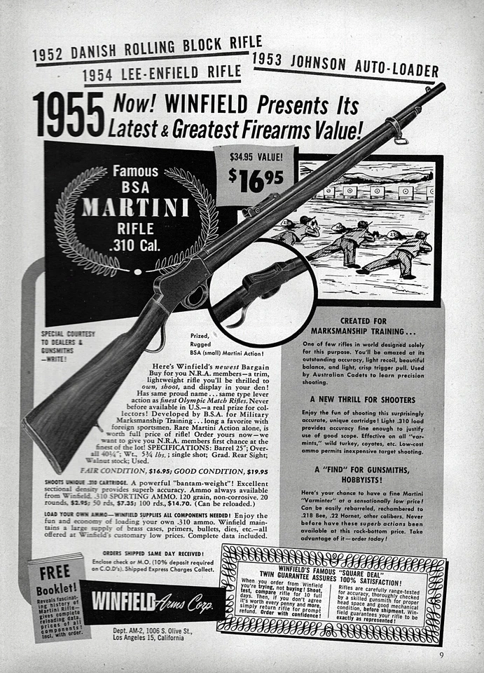 1955 BSA 310 Martini Rifle Original Print Ad - Image 1 of 1
