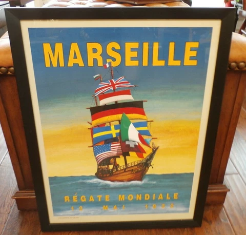 Marseille Regate Mondiale 12 MAI 1932 Futbol Ship Country Flags Print Poster Cover