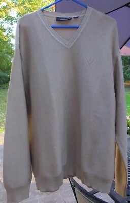 Грег Норман желтовато-коричневый гольф V шеи свитер мужской большой новый с ярлыком акула  - Изображение 1 из 4