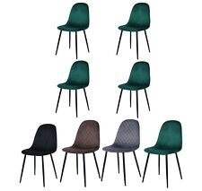 Modern Dining Chairs Velvet Padded Seat Metal Legs Kitchen Chair Home Office 