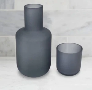 Bedside Water Carafe Frosted Glass China Blue Haven Eulo Boho TikTok Famous BNIB - Picture 1 of 8