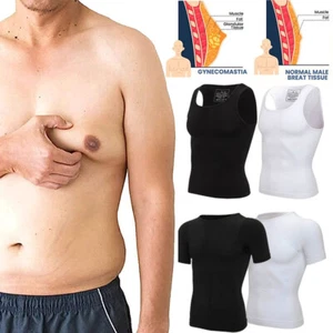 Gynecomastia Compression Shirts for Men Tank Top Body Shaper Fajas para Hombres - Picture 1 of 26