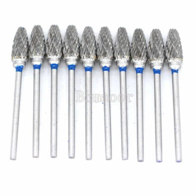 BOMAOER 10PCs Dental Lab Tungsten Carbide Bur Polisher Drill Cutter HP Shank All Sizes